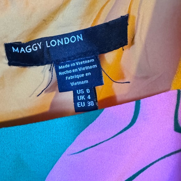 Maggy London Floral Mimosa Dress Size 0 NWT Floral Maxi Dress in Green and Pink - Picture 6 of 9